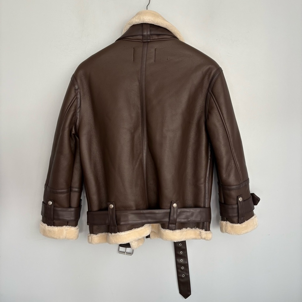Rebecca Minkoff Brown Bomber Jacket with Cream Accents - Picture 4 of 15